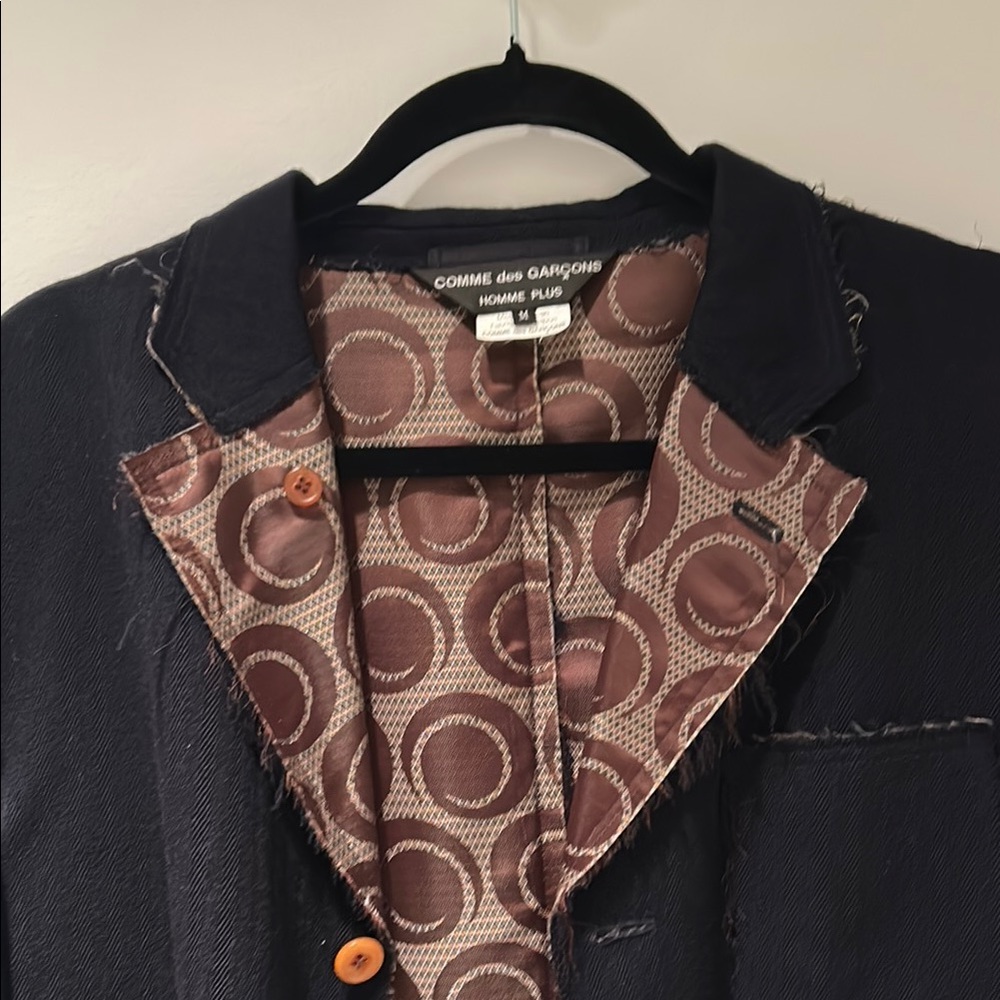Comme des Garcons navy reversible Jacket with Brown Patterned Lining.